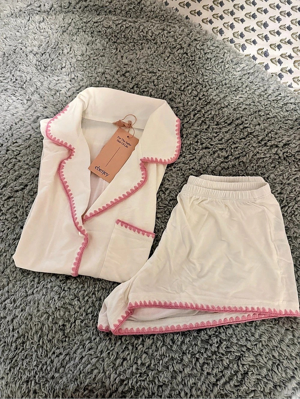 Eberjey Pajama Set in White & Pink women’s small NWT